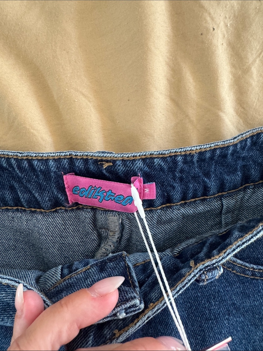 Edikted Casual Dark Blue Denim Mini Skort with Tags - Picture 3 of 5